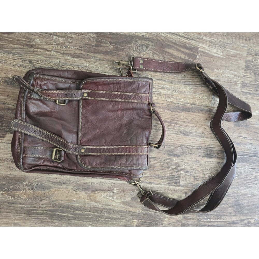 What Daisy Did Recycled Leather Messenger Bag Dark Brown Shoulder Crossbody Flaw